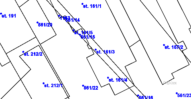 Parcela st. 161/3 v KÚ Dzbel, Katastrální mapa