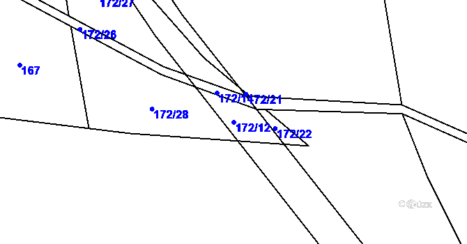 Parcela st. 172/12 v KÚ Dzbel, Katastrální mapa