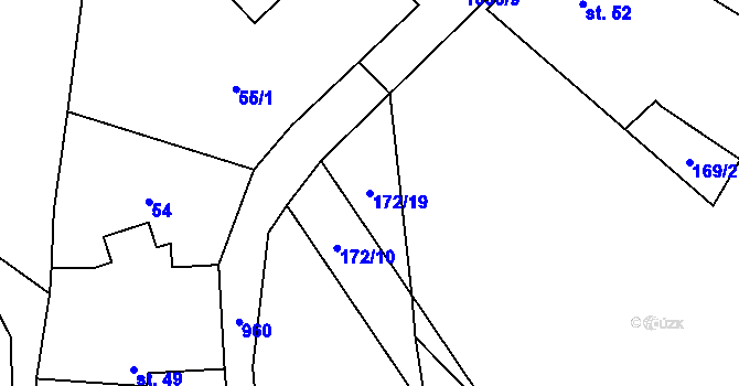 Parcela st. 172/19 v KÚ Dzbel, Katastrální mapa