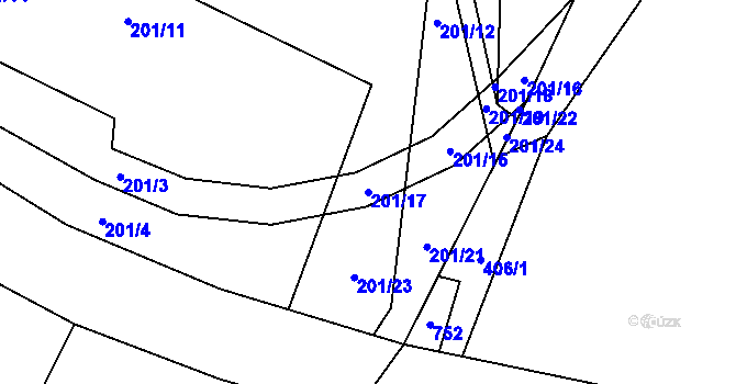 Parcela st. 201/17 v KÚ Dzbel, Katastrální mapa