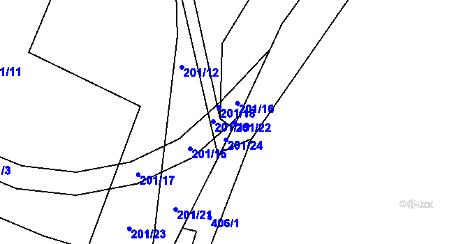 Parcela st. 201/22 v KÚ Dzbel, Katastrální mapa