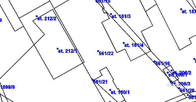 Parcela st. 561/22 v KÚ Dzbel, Katastrální mapa