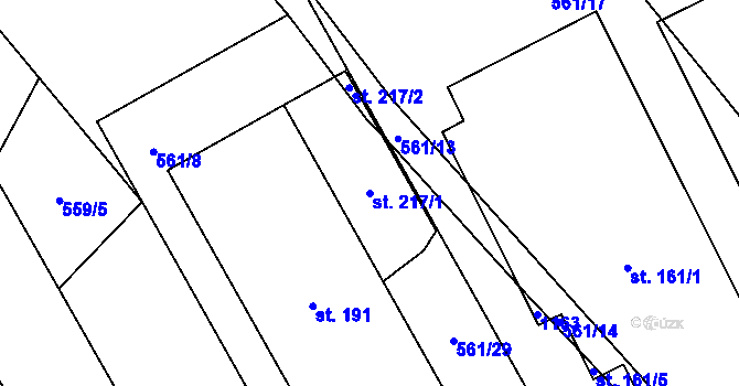 Parcela st. 217/1 v KÚ Dzbel, Katastrální mapa