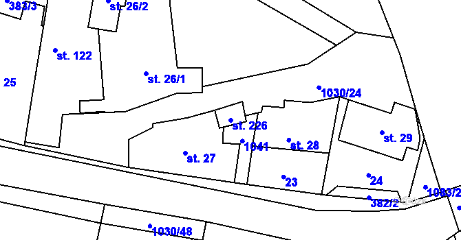 Parcela st. 226 v KÚ Dzbel, Katastrální mapa