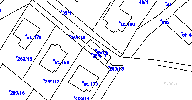 Parcela st. 961/5 v KÚ Dzbel, Katastrální mapa
