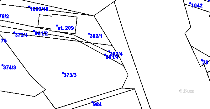 Parcela st. 961/4 v KÚ Dzbel, Katastrální mapa