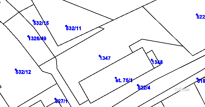 Parcela st. 75/2 v KÚ Džbánice, Katastrální mapa