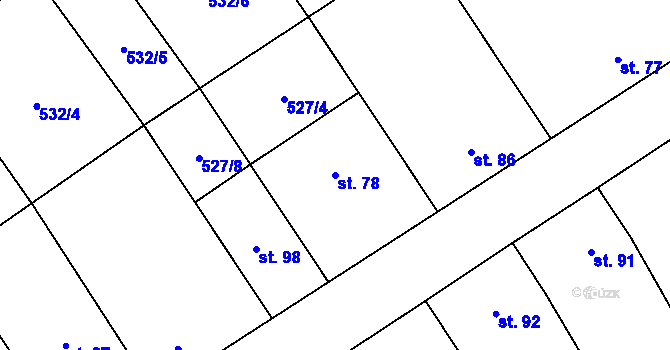 Parcela st. 78 v KÚ Džbánice, Katastrální mapa