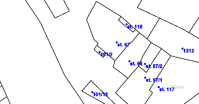 Parcela st. 101/2 v KÚ Džbánice, Katastrální mapa