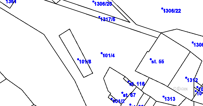 Parcela st. 101/4 v KÚ Džbánice, Katastrální mapa