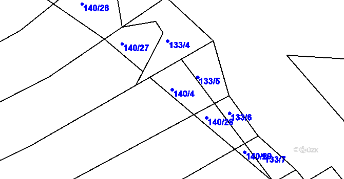 Parcela st. 140/4 v KÚ Džbánice, Katastrální mapa