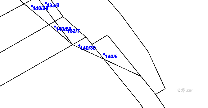 Parcela st. 140/5 v KÚ Džbánice, Katastrální mapa