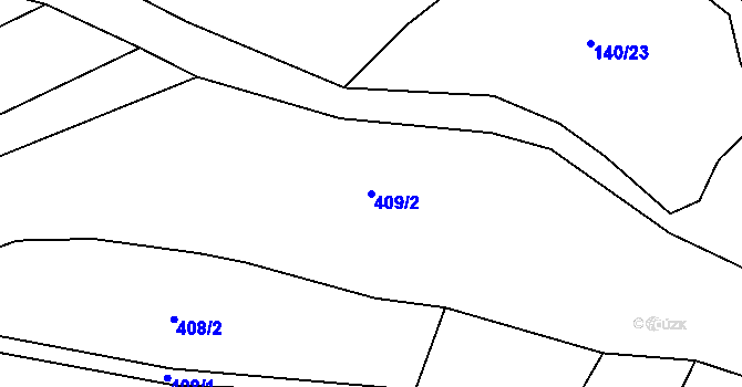 Parcela st. 409/2 v KÚ Džbánice, Katastrální mapa