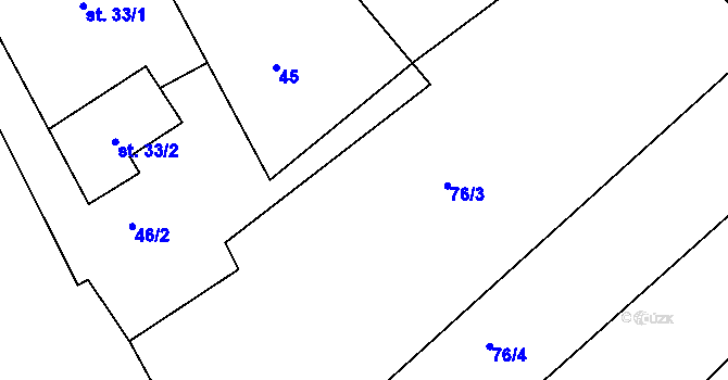 Parcela st. 76/2 v KÚ Džbánice, Katastrální mapa