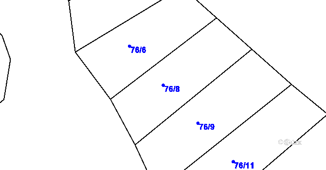 Parcela st. 76/8 v KÚ Džbánice, Katastrální mapa