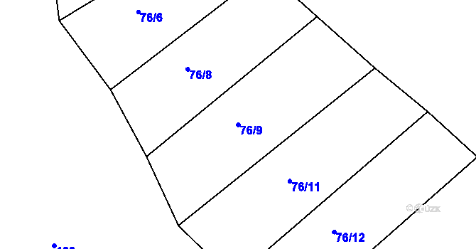 Parcela st. 76/9 v KÚ Džbánice, Katastrální mapa