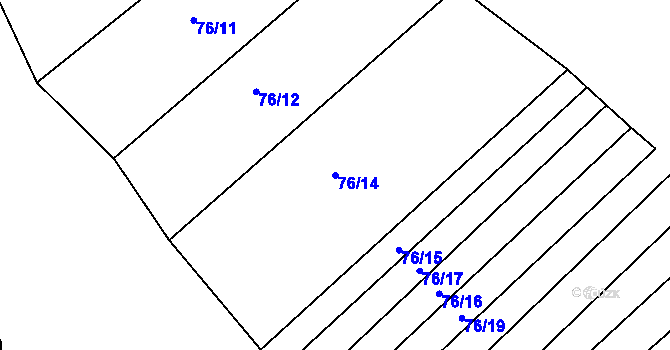 Parcela st. 76/14 v KÚ Džbánice, Katastrální mapa