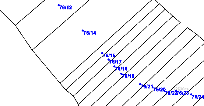 Parcela st. 76/15 v KÚ Džbánice, Katastrální mapa