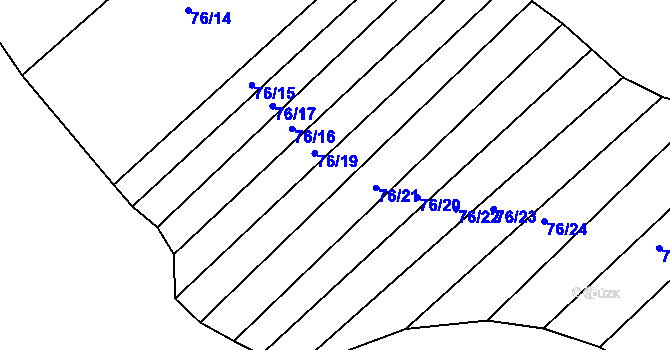 Parcela st. 76/18 v KÚ Džbánice, Katastrální mapa