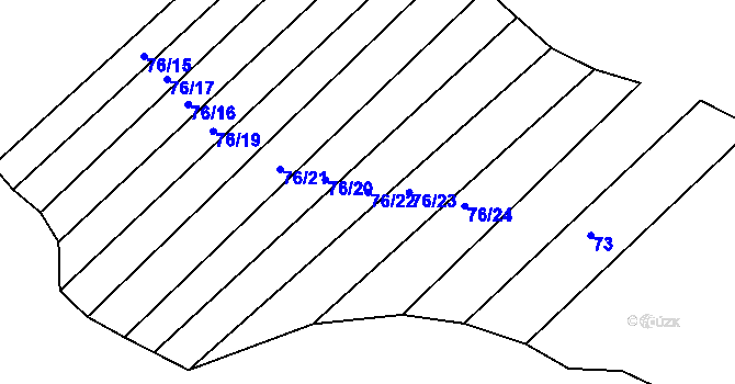 Parcela st. 76/22 v KÚ Džbánice, Katastrální mapa