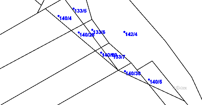 Parcela st. 140/29 v KÚ Džbánice, Katastrální mapa