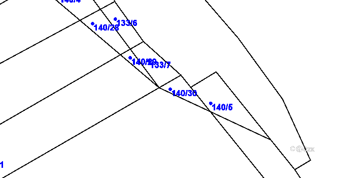 Parcela st. 140/30 v KÚ Džbánice, Katastrální mapa