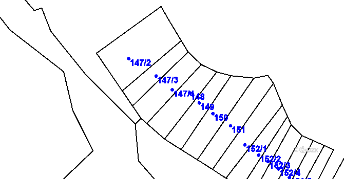 Parcela st. 147/4 v KÚ Džbánice, Katastrální mapa