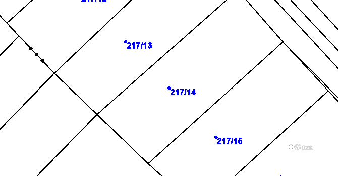 Parcela st. 217/14 v KÚ Džbánice, Katastrální mapa