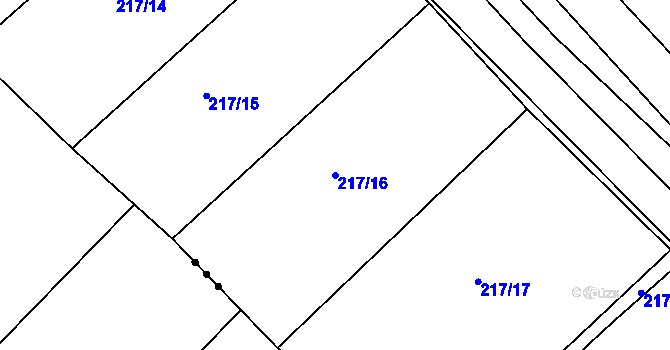 Parcela st. 217/16 v KÚ Džbánice, Katastrální mapa