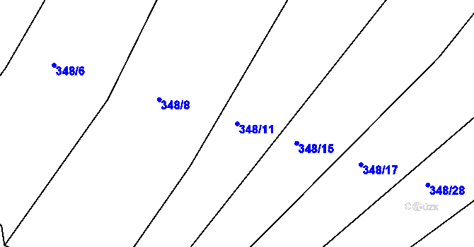 Parcela st. 348/11 v KÚ Džbánice, Katastrální mapa