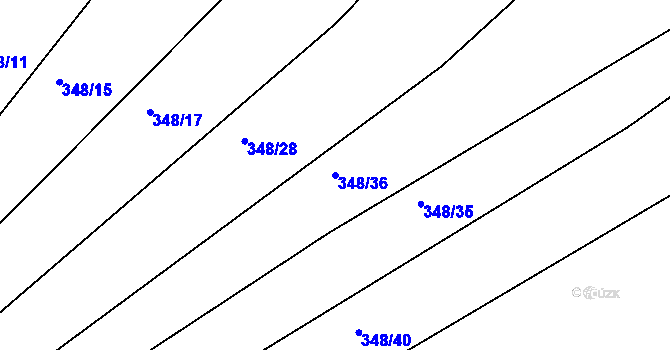 Parcela st. 348/36 v KÚ Džbánice, Katastrální mapa