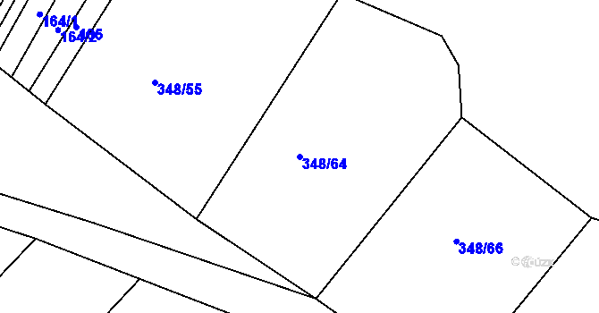 Parcela st. 348/64 v KÚ Džbánice, Katastrální mapa