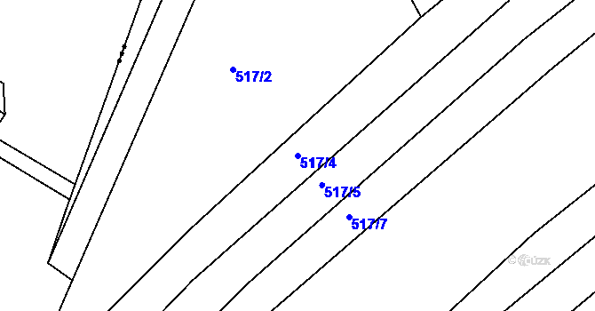 Parcela st. 517/4 v KÚ Džbánice, Katastrální mapa