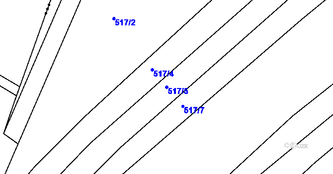 Parcela st. 517/5 v KÚ Džbánice, Katastrální mapa