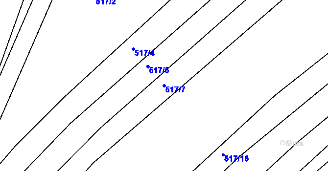 Parcela st. 517/7 v KÚ Džbánice, Katastrální mapa
