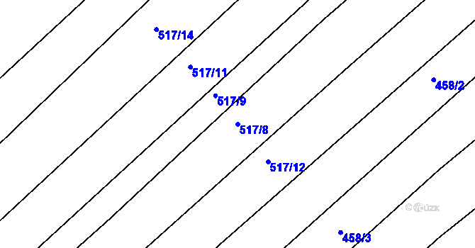 Parcela st. 517/8 v KÚ Džbánice, Katastrální mapa