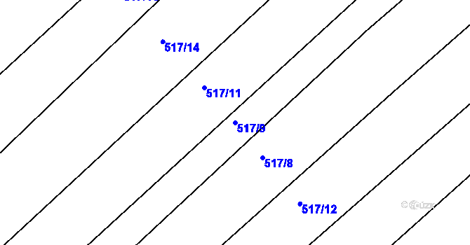 Parcela st. 517/9 v KÚ Džbánice, Katastrální mapa