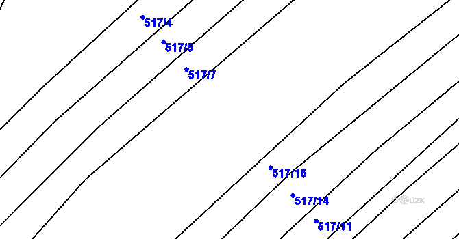 Parcela st. 517/13 v KÚ Džbánice, Katastrální mapa
