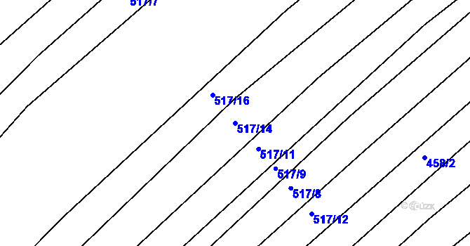 Parcela st. 517/14 v KÚ Džbánice, Katastrální mapa