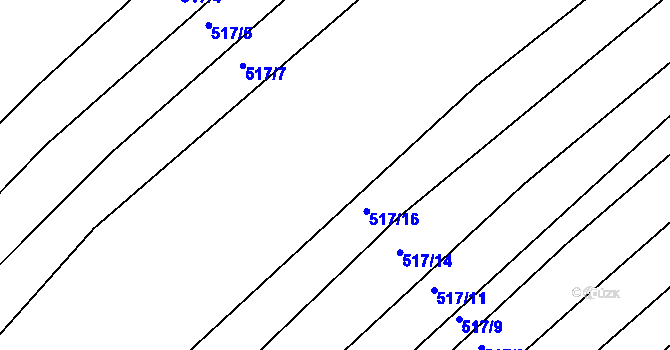 Parcela st. 517/15 v KÚ Džbánice, Katastrální mapa