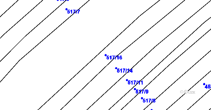 Parcela st. 517/16 v KÚ Džbánice, Katastrální mapa