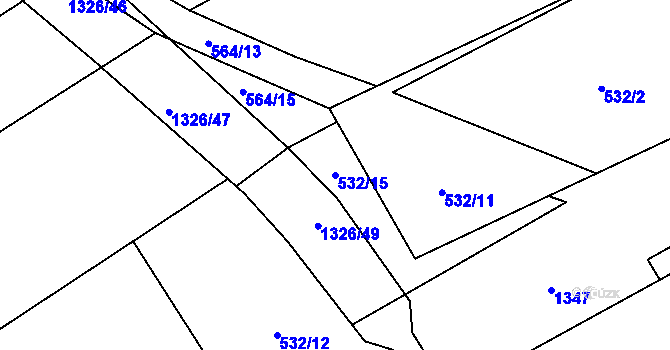 Parcela st. 532/15 v KÚ Džbánice, Katastrální mapa