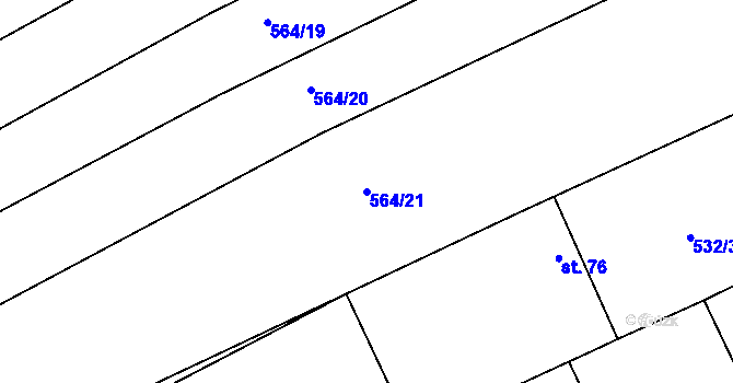 Parcela st. 564/21 v KÚ Džbánice, Katastrální mapa