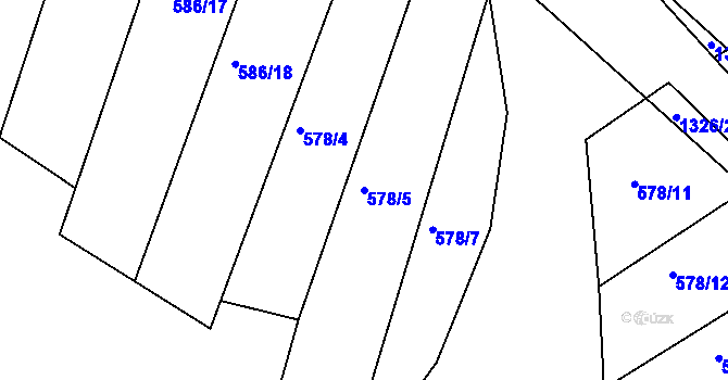Parcela st. 578/5 v KÚ Džbánice, Katastrální mapa