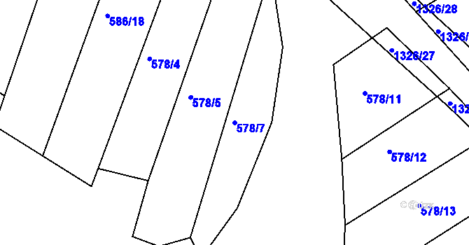 Parcela st. 578/7 v KÚ Džbánice, Katastrální mapa