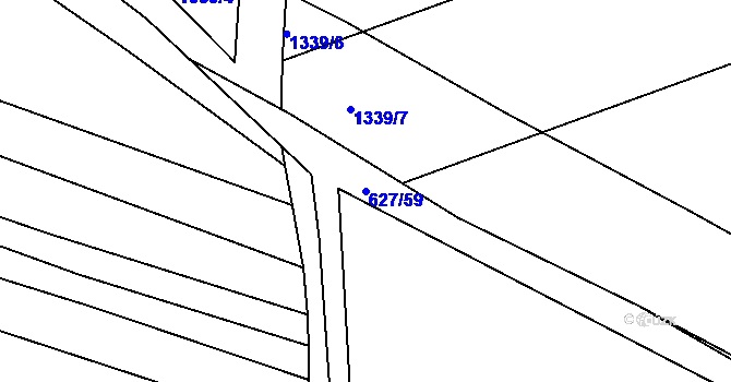 Parcela st. 627/59 v KÚ Džbánice, Katastrální mapa