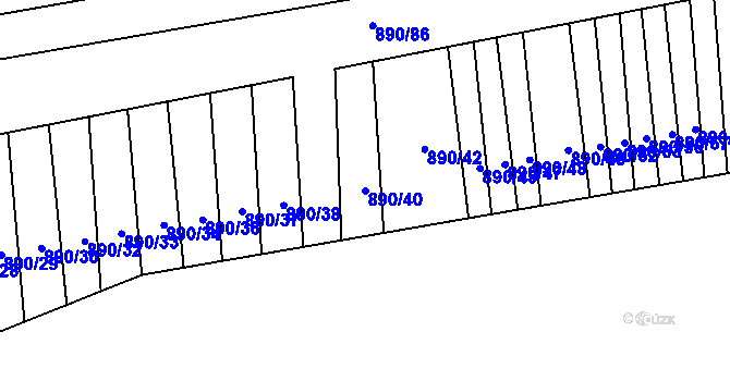 Parcela st. 890/40 v KÚ Džbánice, Katastrální mapa
