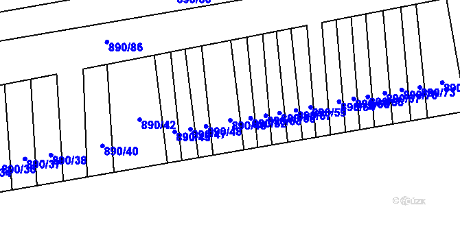 Parcela st. 890/49 v KÚ Džbánice, Katastrální mapa