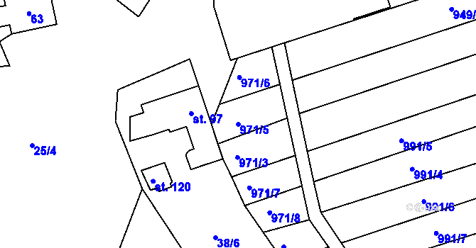 Parcela st. 971/5 v KÚ Džbánice, Katastrální mapa