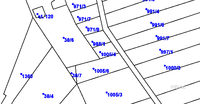 Parcela st. 1005/4 v KÚ Džbánice, Katastrální mapa